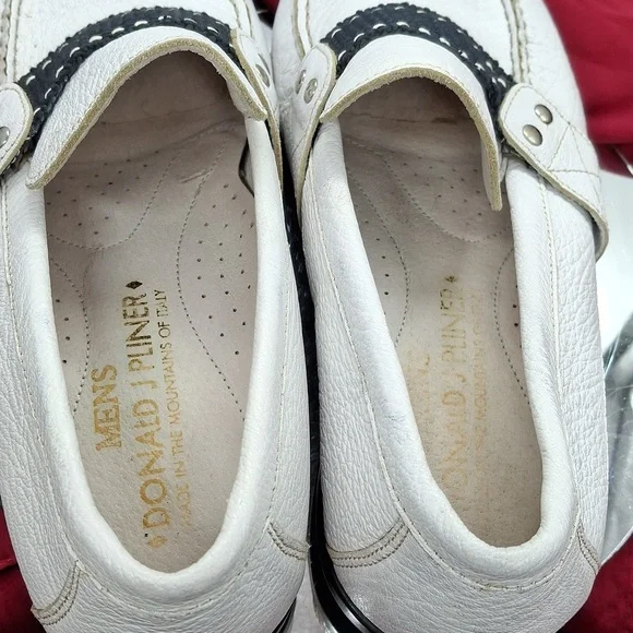 Donald J. Pliner white leather loafers made in Italy Sz 7.5 men's - Picture 4 of 5